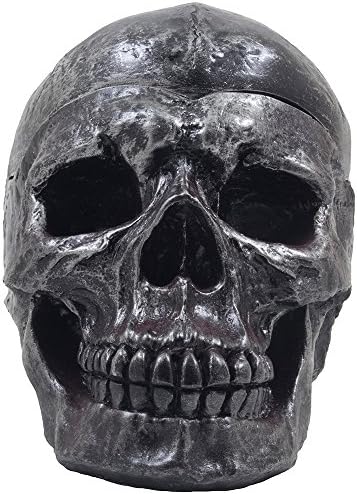 Spooky Human Skull Ashtray with Cover