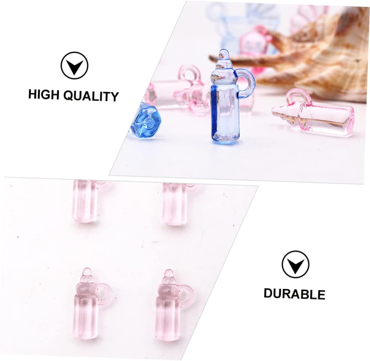 48pcs Transparent Milk Bottle Charms for Party Decor