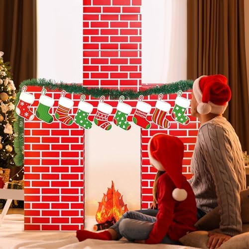34 Pcs 3D Artificial Christmas Fireplace Set