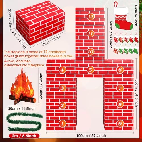 34 Pcs 3D Artificial Christmas Fireplace Set