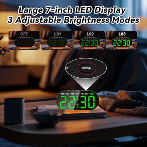 DTKID Digital Alarm Clock with Dual Alarms and Snooze