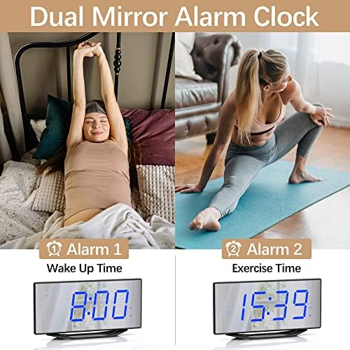 PPLEE 87 Digital LED Mirror Alarm Clock with 2 Alarms