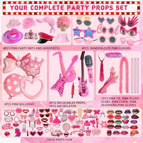 NICOWARM Bulk Hot Pink Photo Booth Props Set