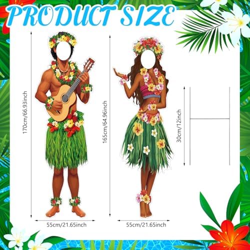2 Pcs Life Size Hawaiian Couple Photo Props
