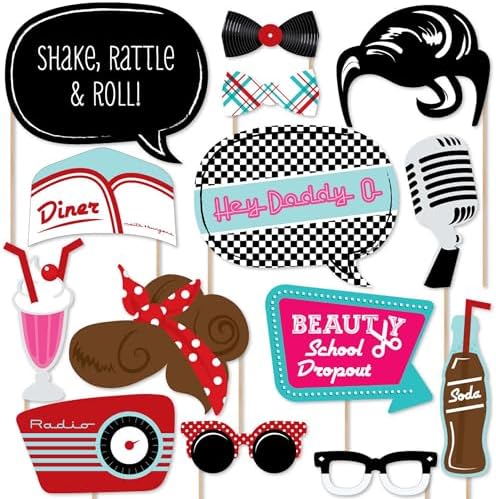 Big Dot of Happiness 1950s Sock Hop Photo Booth Props Kit