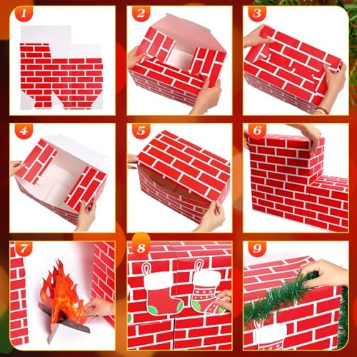 34 Pcs 3D Artificial Christmas Fireplace Set