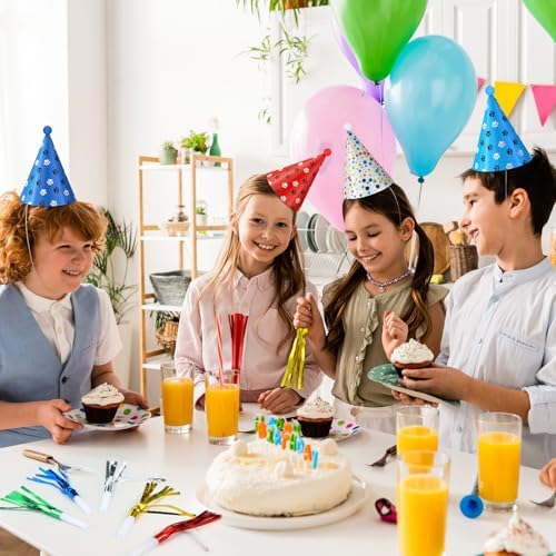 72 Pcs Dog Paw Party Hat Set with Blowers and Noise Makers