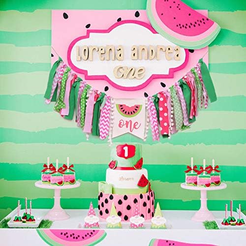 WAWUO Watermelon Birthday Banner - Pink Pattern - Highchair Mount