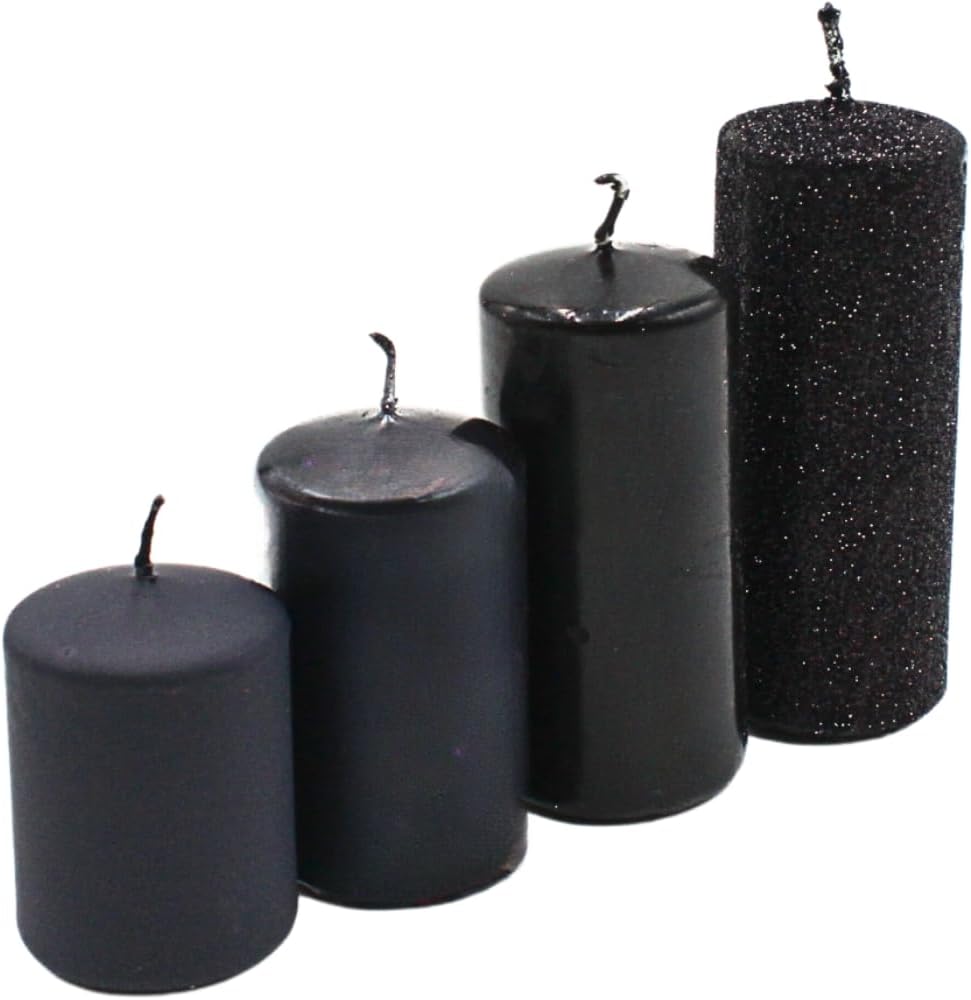 Tiered Advent Candles in Black 4 Sizes 5-10 cm High