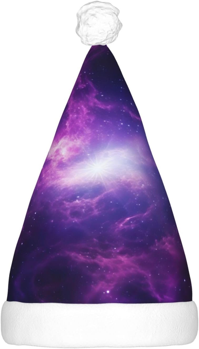 QinZheng LED Sky Purple Halloween Santa Hat for Adults