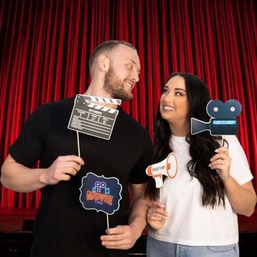 Hollywood Photo Booth Props - 41-Piece Set with Sign and Sticks