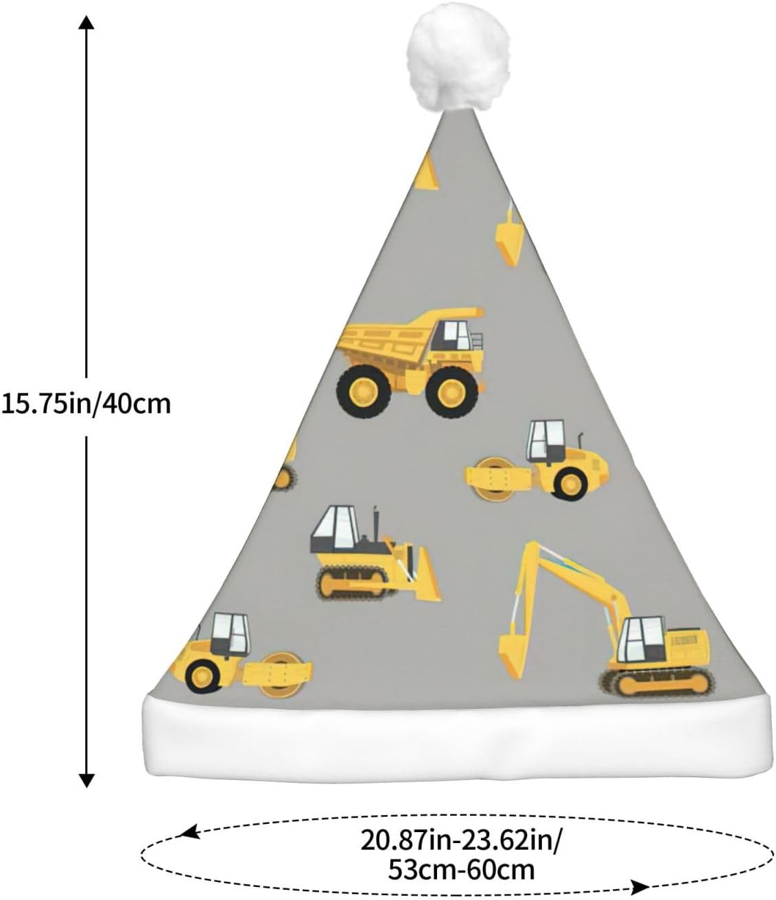 Construction Trucks Print Christmas Hat with LED Lights