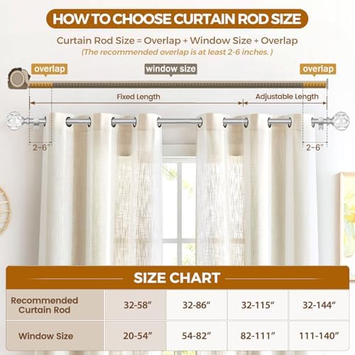 Kamanina 1 Inch Telescoping Curtain Rods with Crystal Ends