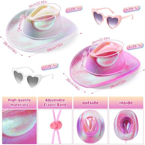 Leumoi 14 Pcs Holographic Bridal Cowgirl Party Set