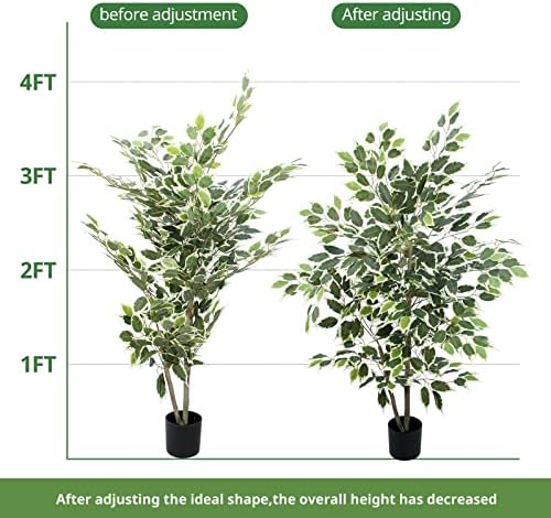 YEPDIN Artificial Ficus Tree 4 Feet Tall Silk Fake Tree with Pot