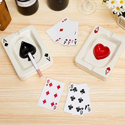 Amylove 2 Pcs Cool Ceramic Ashtray Set with Poker Design