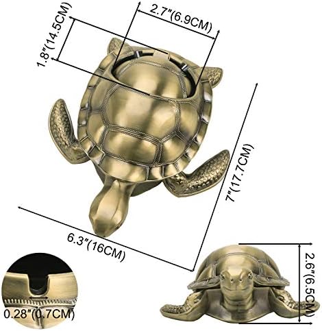 LAUYOO Vintage Turtle Windproof Ashtray with Lid