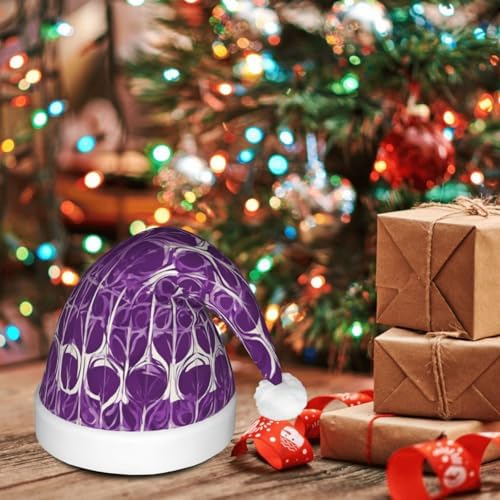 QinZheng Purple Pattern 02 LED Santa Hat for Adults