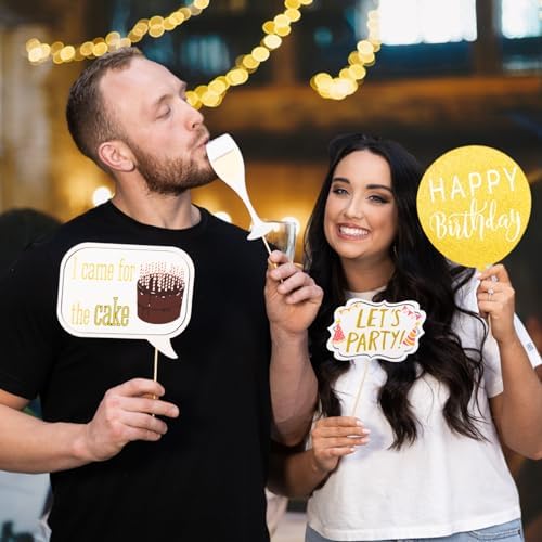 Birthday Photo Booth Props - 41pc Kit with 8x10 Sign