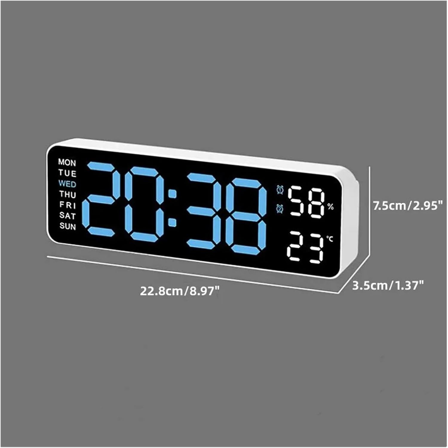 USB Powered Large Digital Wall Clock Black Green
