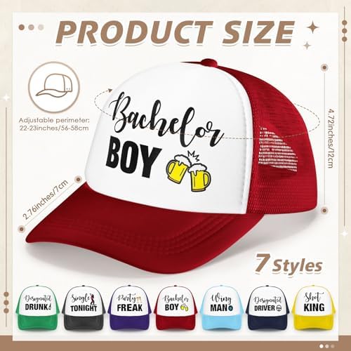 JaGely 7 Pcs Funny Groom Trucker Hats Set