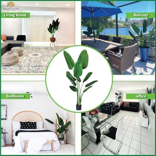 Bagari One 5 Foot Artificial Silk Bird of Paradise Tree Potted Plant