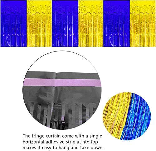 Blue Gold Party Decorations Foil Curtain 3 Pack