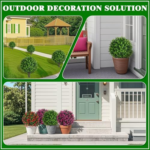 Artificial Topiary Trees with Eucalyptus Set of 2