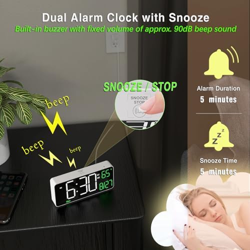 KOSUMOSU 67in Digital Alarm Clock with Auto Dimming