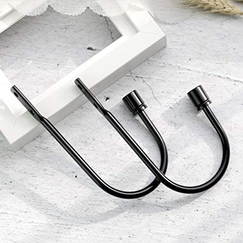 iLoft Metal Curtain Holdbacks U Shaped Hooks Wall Mounted Black 2pcs