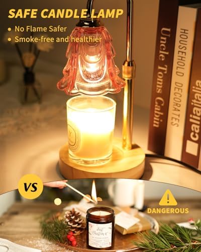 SupBri Candle Warmer Lamp with Timer and Dimmer Adjustable Height Pink Design