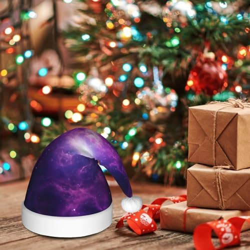 QINZHENG Sky Purple Santa Hat Personalized Christmas Headwear for Women