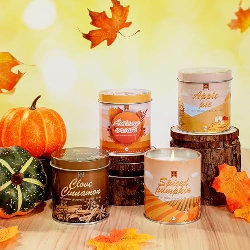 4 Pack Autumn Scented Jar Candles Set