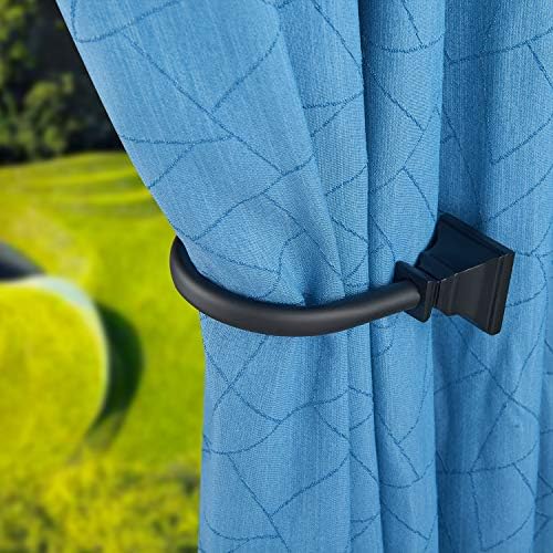 Black Square Finials Curtain Holdbacks - Set of 2