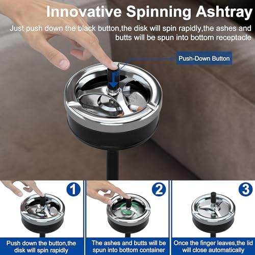 Reliancer Floor Standing Ashtray with Spinning Lid