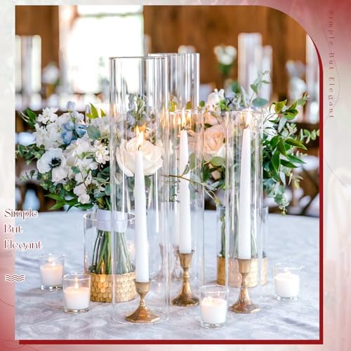 18 Pcs Open Ended Clear Glass Hurricane Candle Holders