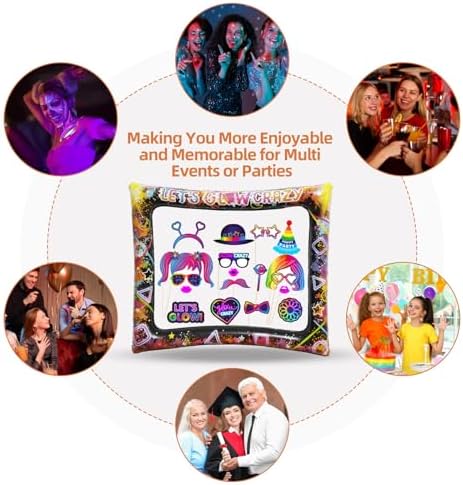 25pcs Neon Glow Party Photo Booth Props with Lets Glow Inflatable Selfie Frame