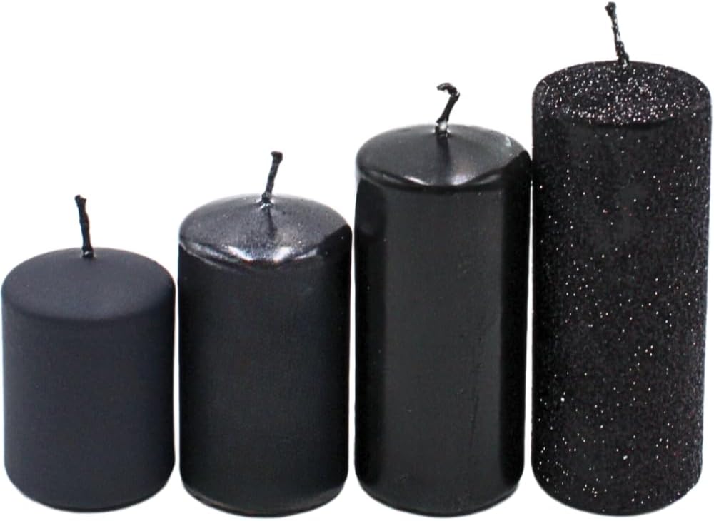 Tiered Advent Candles in Black 4 Sizes 5-10 cm High