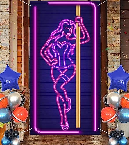 Neon Pole Dance Hot Sexy Girl Decor Banner