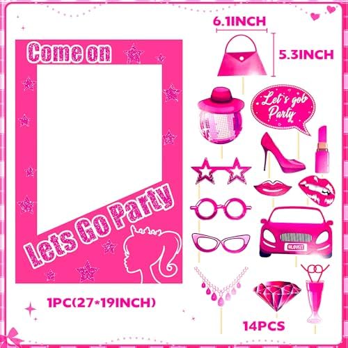 JeVenis 15 Pcs Lets Go Party Photo Booth Props Set
