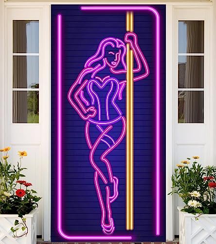 Neon Pole Dance Hot Sexy Girl Decor Banner