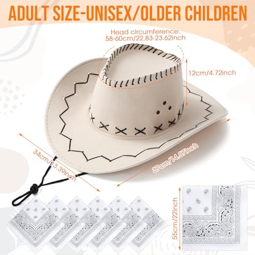 Zhanmai 12 Piece Cowboy Hats and Bandanas Set
