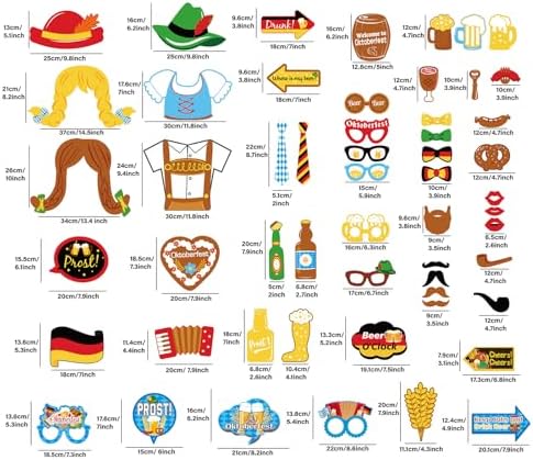 90shine 55 Ct Oktoberfest Photo Booth Props German Theme Decorations