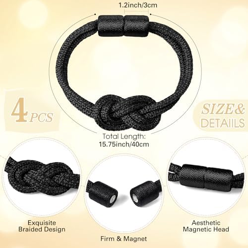 Queekay 4 Pcs Magnetic Curtain Tiebacks Black