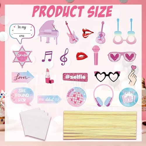 22 Pcs Music Themed Photo Booth Props for Girls Parties