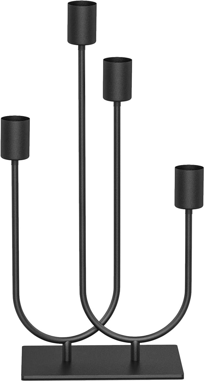 Smtyle Candelabra Fireplace Black Candlesticks Set of 4