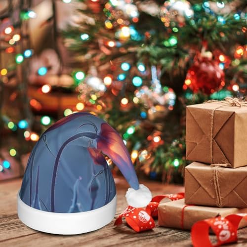 QinZheng LED Santa Hat with 3 Flowers 2 Print