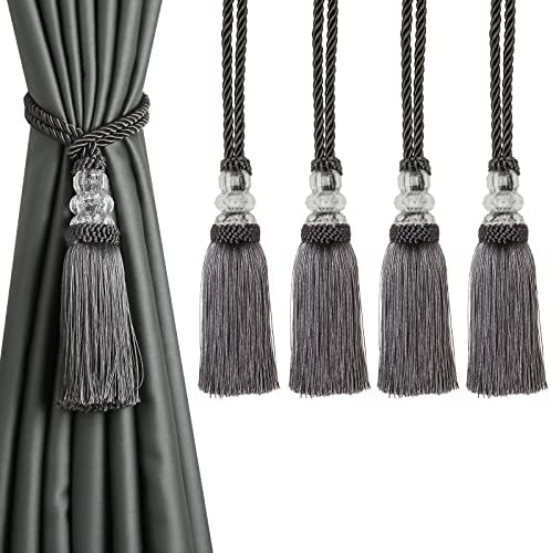 Curtain Tiebacks with Tassel 2 Pack Charcoal