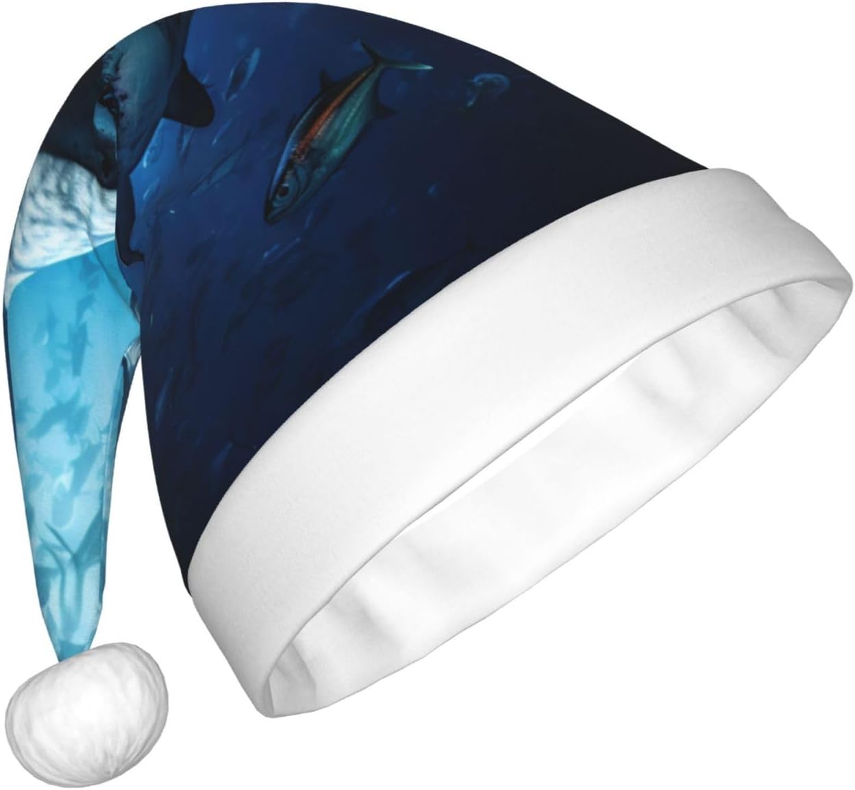 Personalized Santa Hat with Shark Print for Women