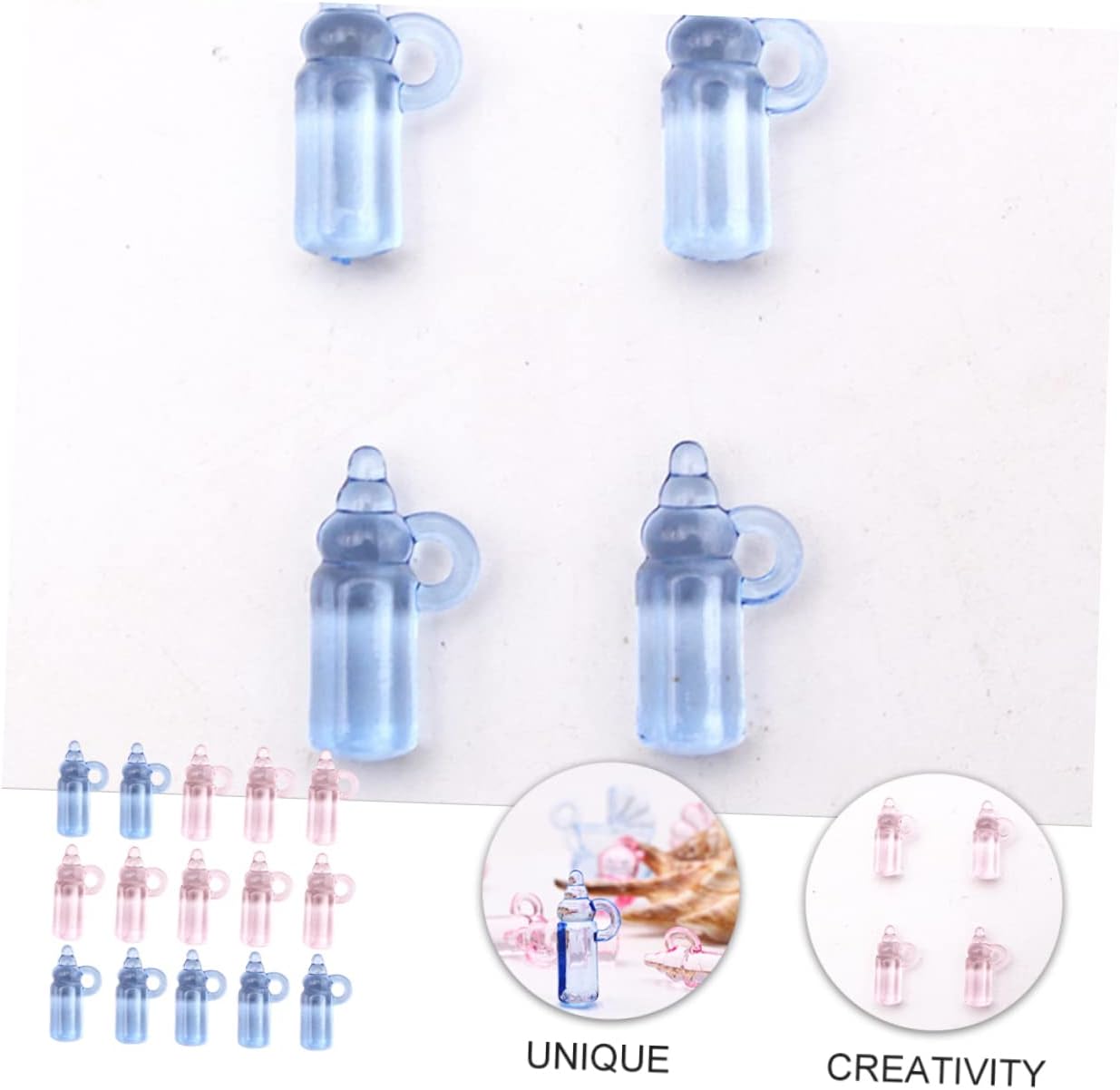 48pcs Transparent Milk Bottle Charms for Party Decor